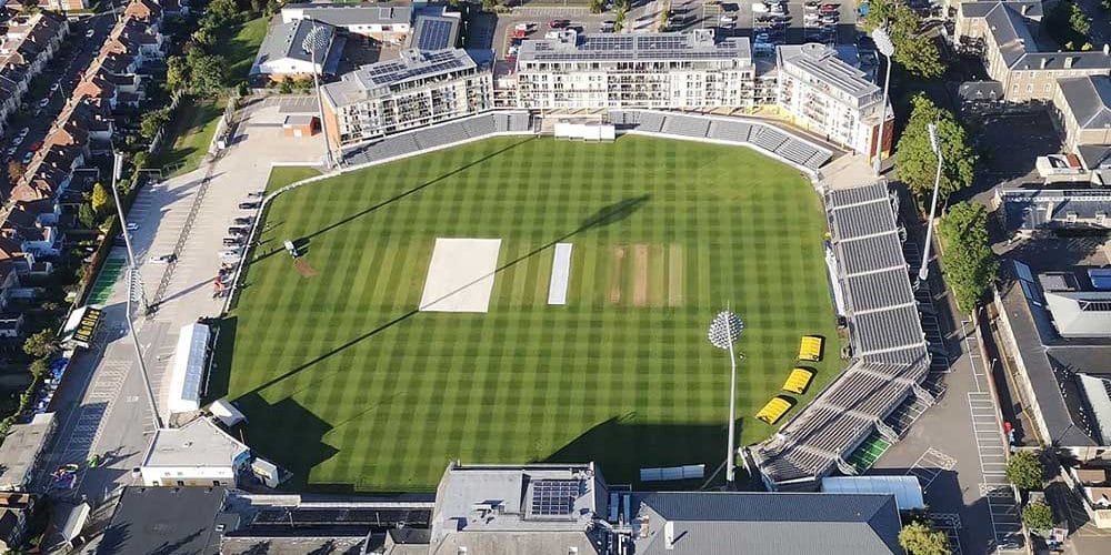 Aerial view of Gloucestershire country cricket Ground