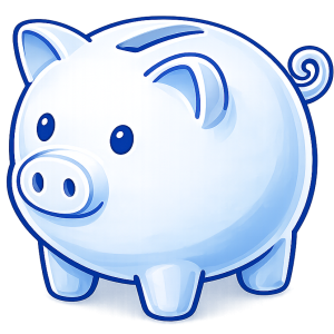 Piggy bank icon representing retirement planning and pensions financial guide.