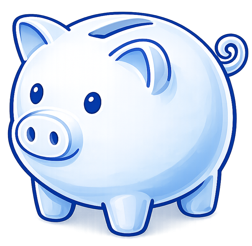 Piggy bank icon representing retirement planning and pensions financial guide.